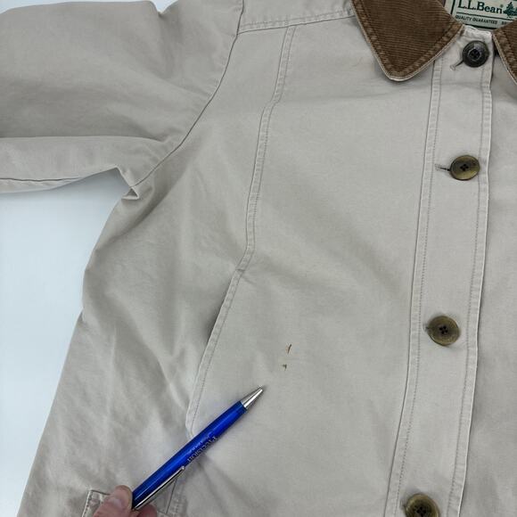LL Bean Adirondack Barn Chore Coat Women Large Beige Flannel Lined Corduroy - Picture 11 of 14